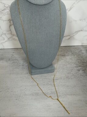 Gorjana Gold Long Bar Drop Necklace